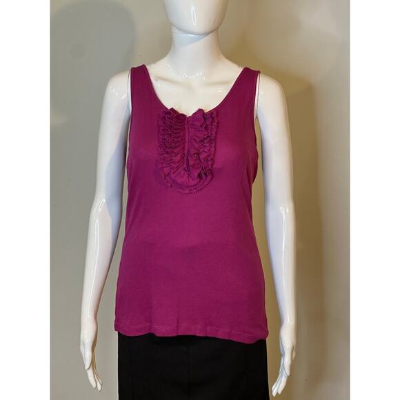 Loft Ann Taylor Women's Size L Sleeveless Tank Top Purple Magenta Ruffle Front - Picture 12 of 15